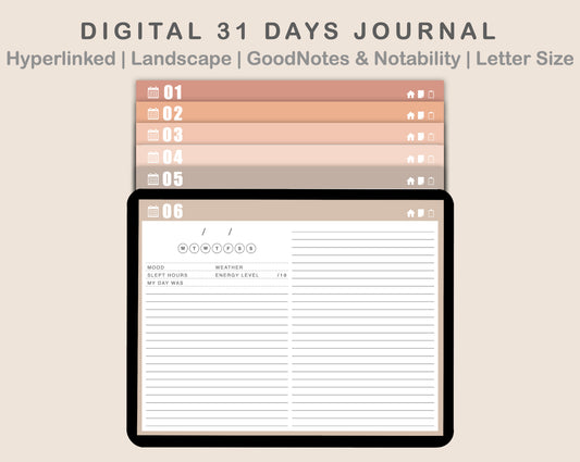 31 Day Digital Journal - Landscape - Neutral