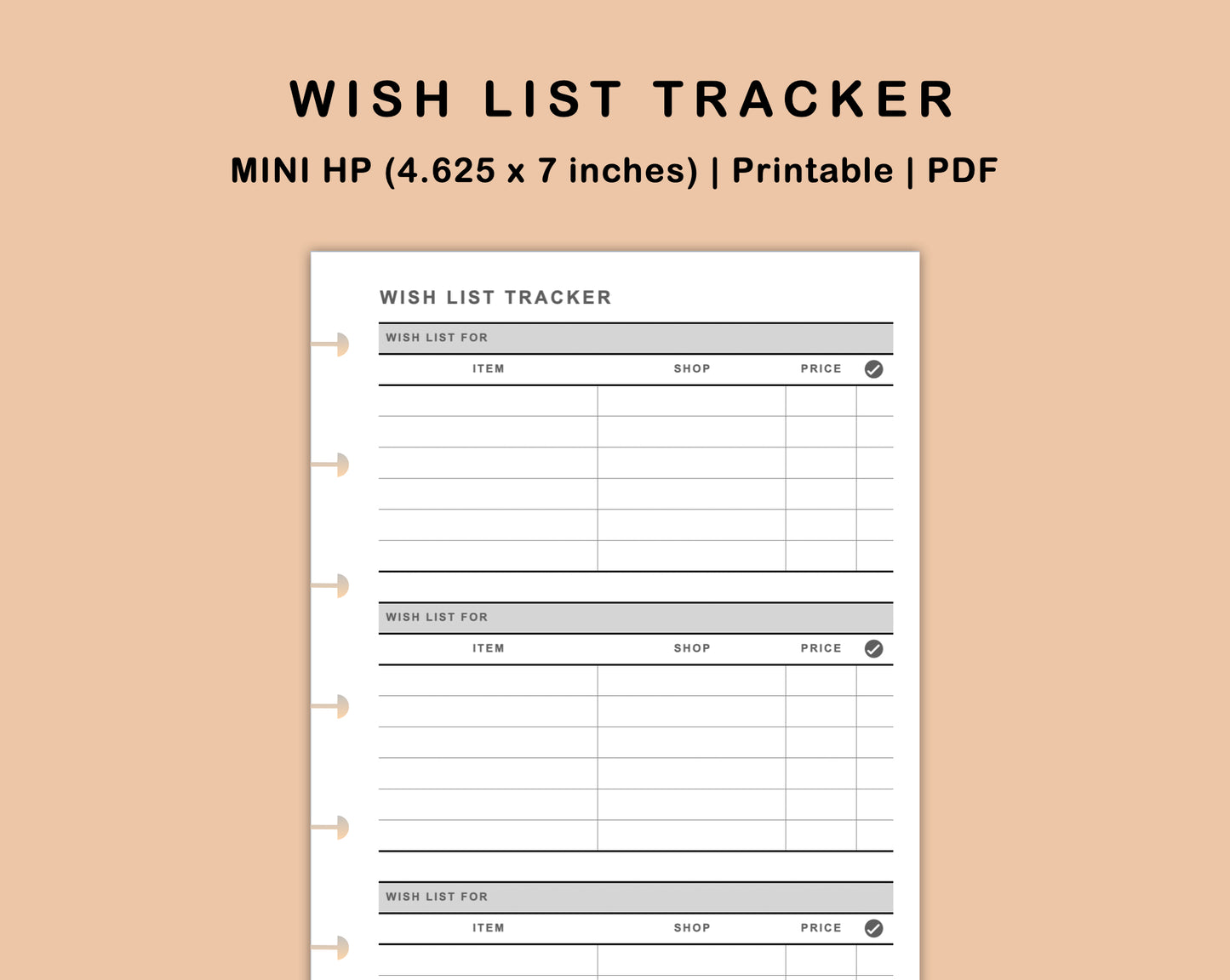 Mini Happy Planner Inserts - Wish List Tracker by Wish List For