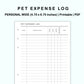 Personal Wide Inserts - Pet Expense Log