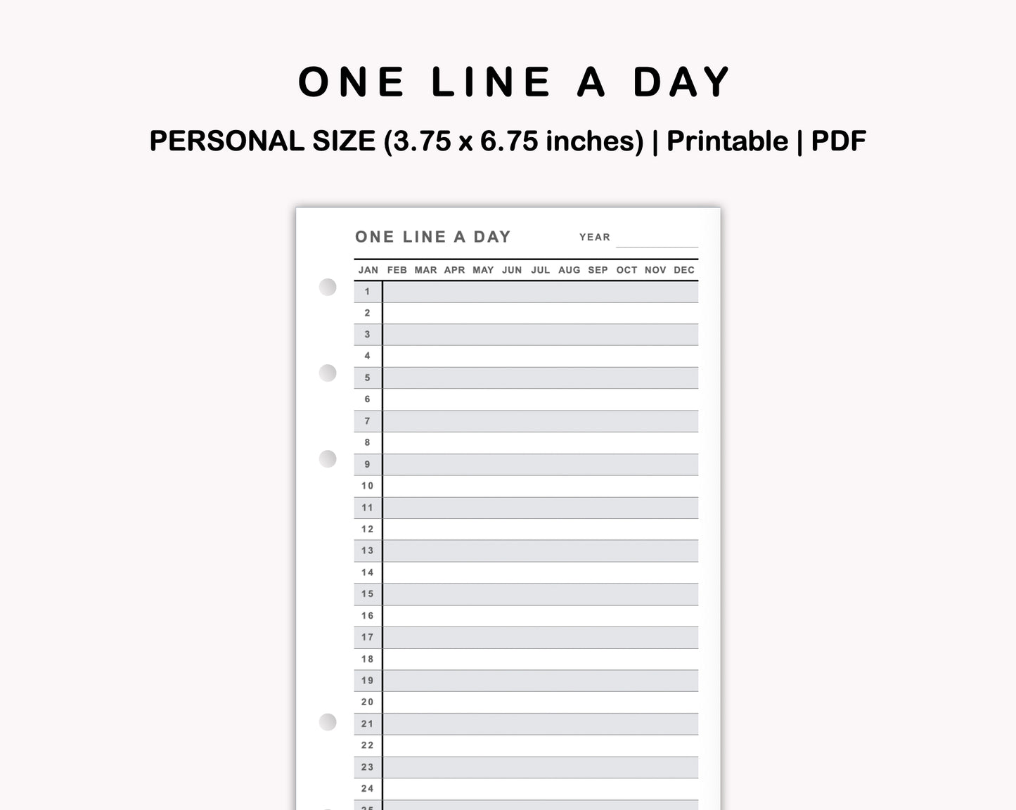 Personal Inserts - One Line A Day