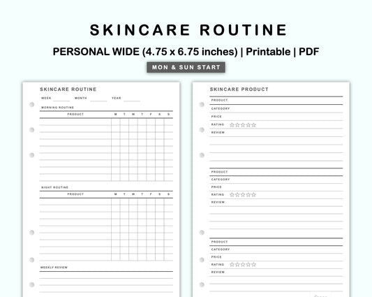 Personal Wide Inserts - Skincare Routine