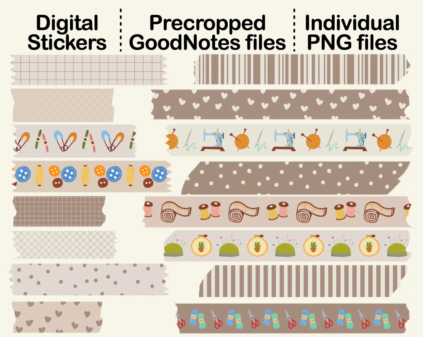 Digital Washi Tape - Light Neutral Craft