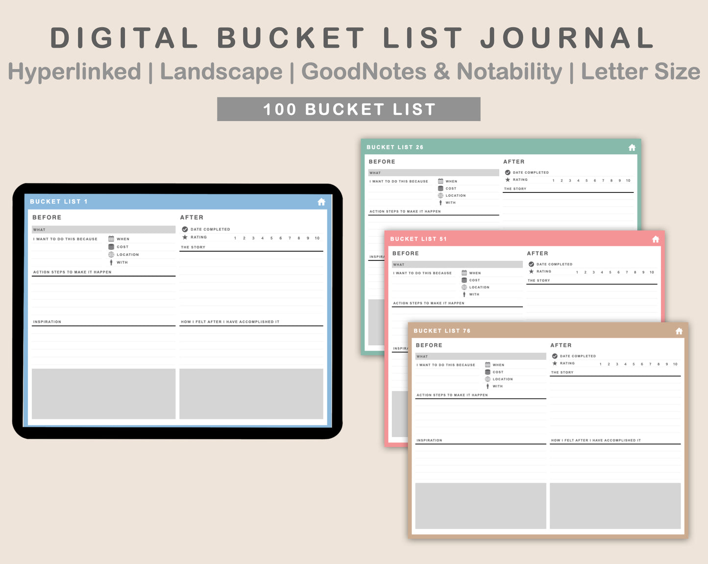 Digital Bucket List Journal - Pastel