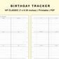 Classic HP Inserts - Birthday Tracker