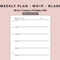 B6 Inserts - Weekly Plan - WO1P - Blank