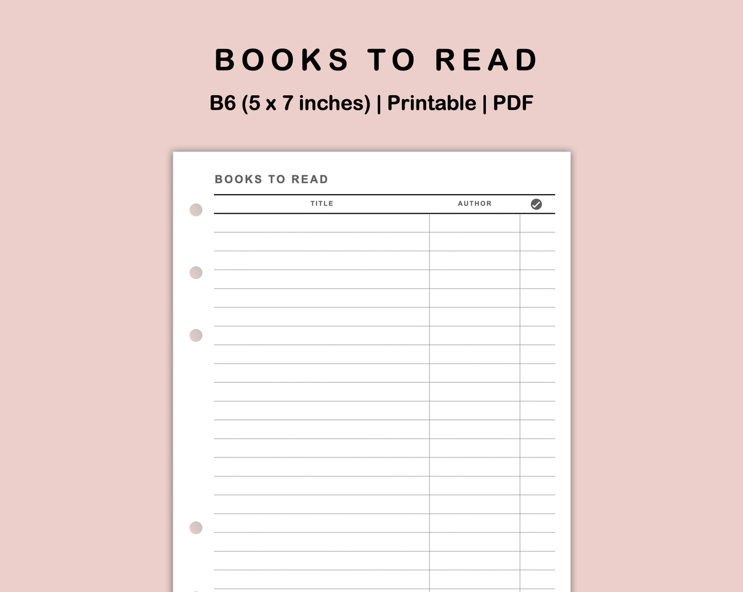 B6 Inserts - Books to read