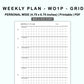 Personal Wide Inserts - Weekly Plan - WO1P - Grid