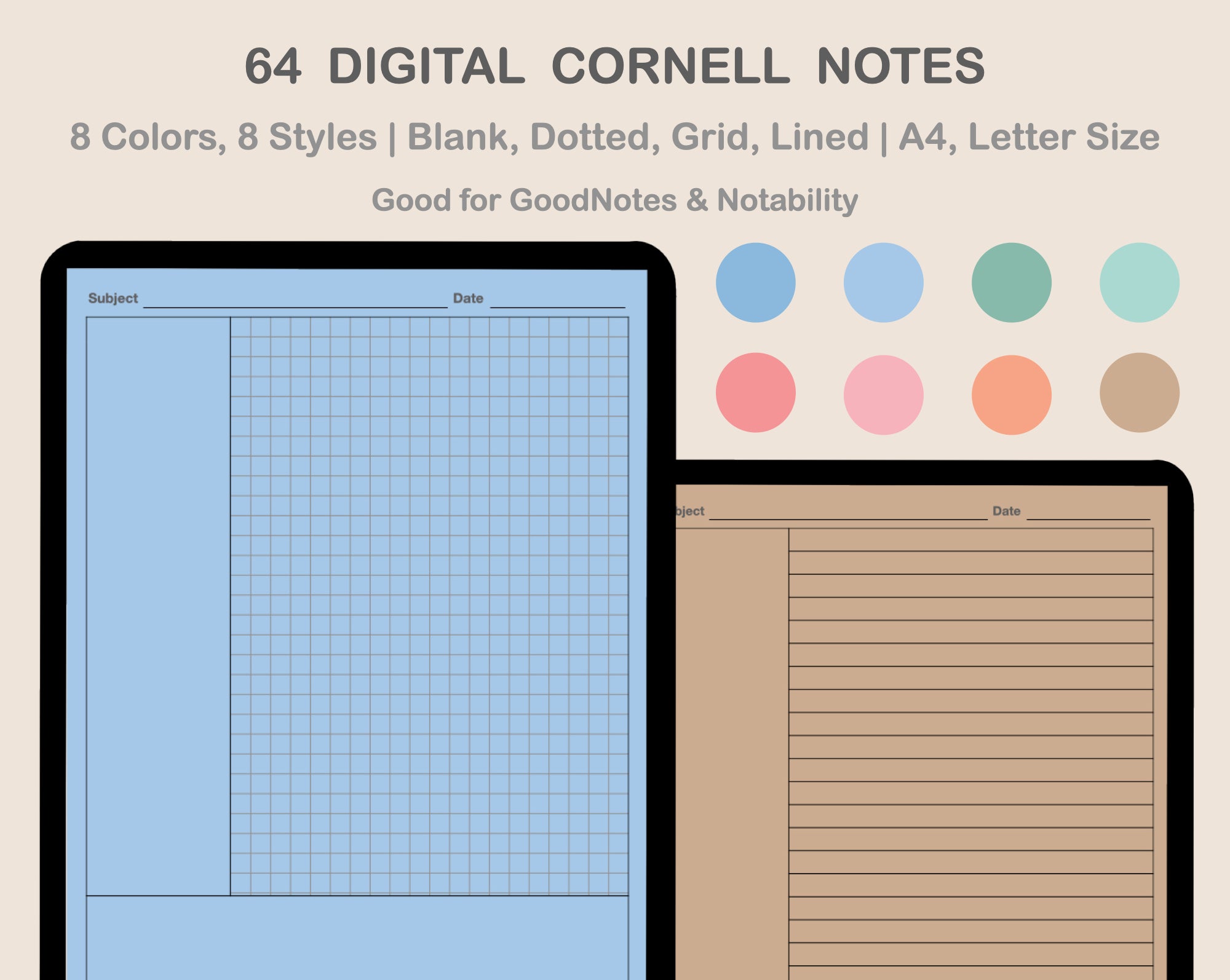 Digital Cornell Notes - Pastel – kjunstudio