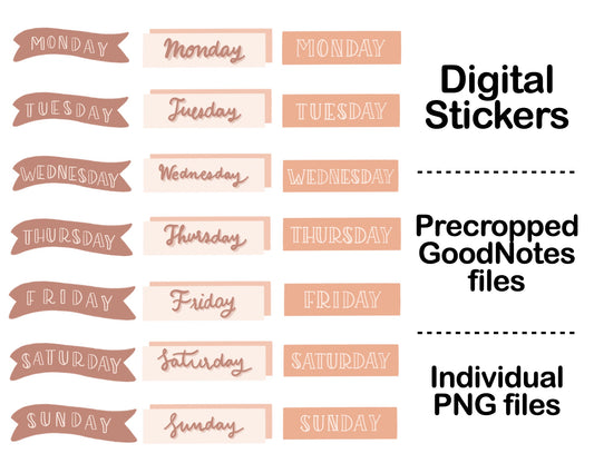 Digital Sticker - Days of the week in Neutral theme