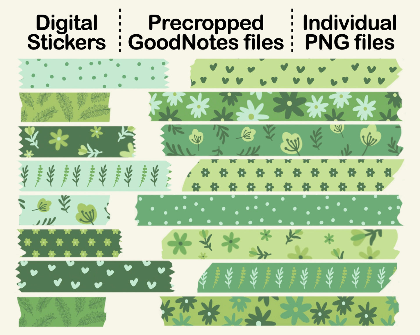 Digital Washi Tape - Nature Green Floral