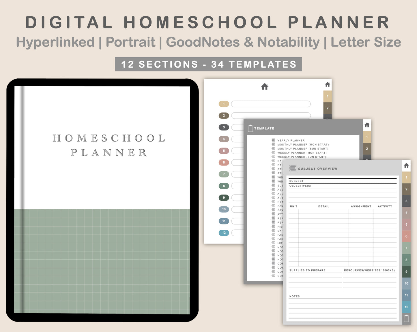 Digital Homeschool Planner - Muted