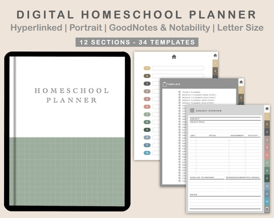 Digital Homeschool Planner - Muted