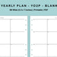B6 Wide Inserts - Yearly Plan - YO2P - Blank