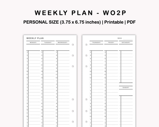 Personal Inserts - Weekly Plan - Vertical