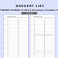 Skinny Classic HP Inserts - Grocery List