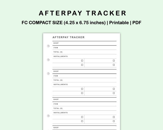 FC Compact Inserts - Afterpay Tracker