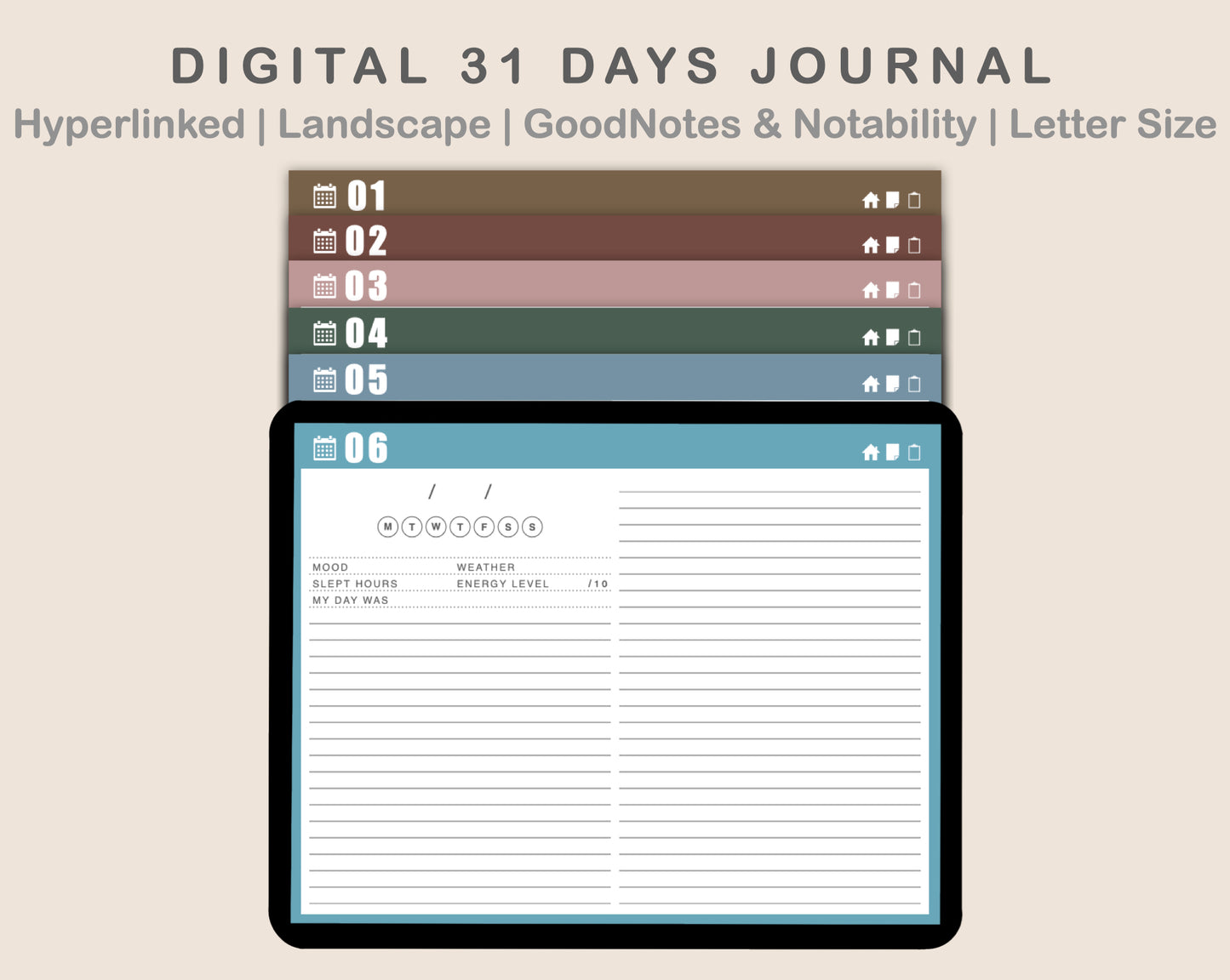 31 Day Digital Journal - Landscape - Muted