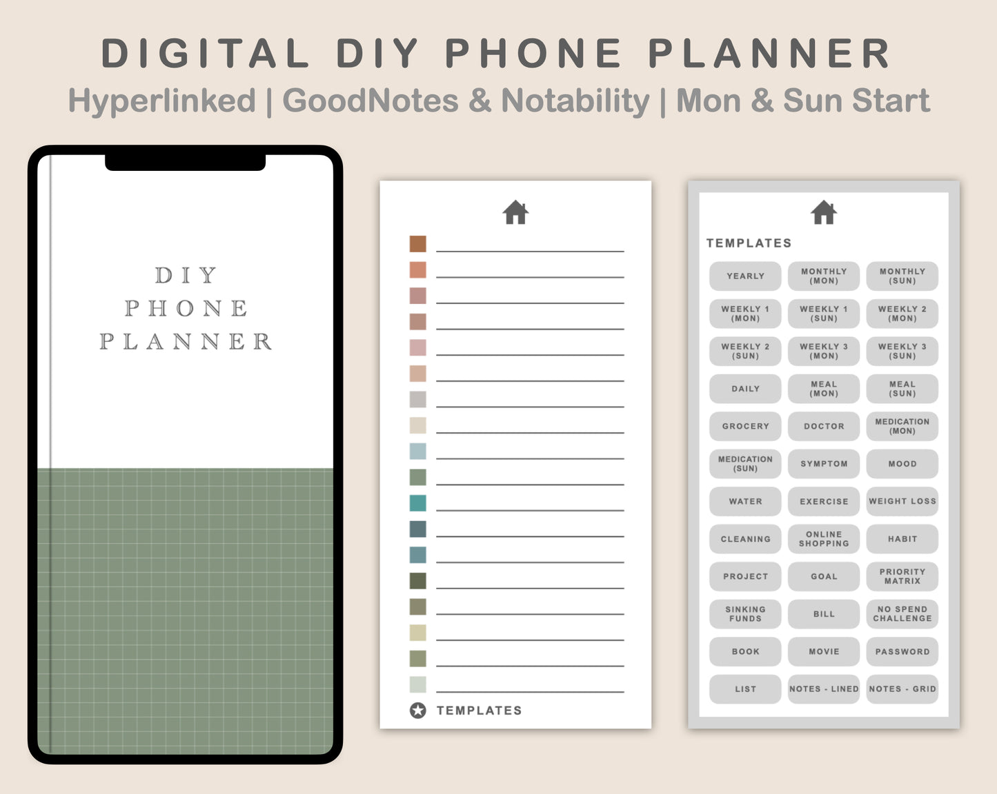 Digital Phone Planner DIY - Neutral