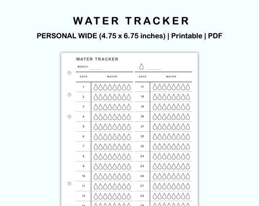 Personal Wide Inserts - Water Tracker