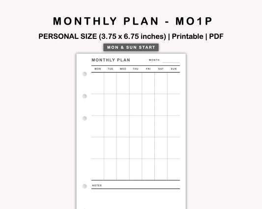 Personal Inserts - Monthly Plan - MO1P