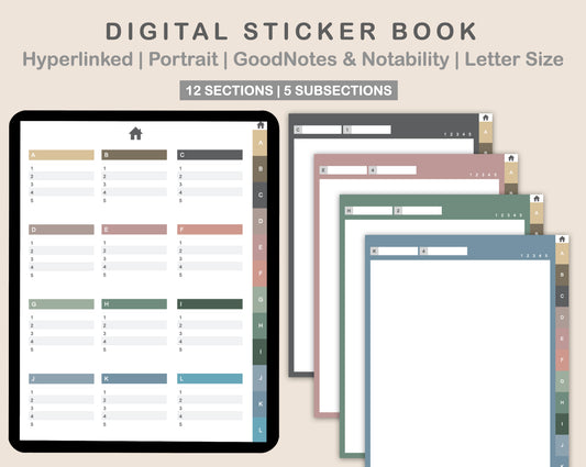 Digital Sticker Book - Portrait - Muted
