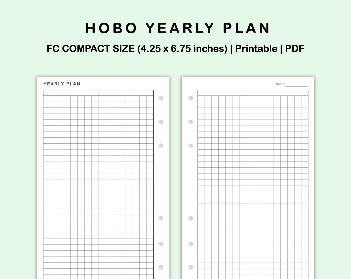 FC Compact Inserts - Yearly Plan - Hobonichi
