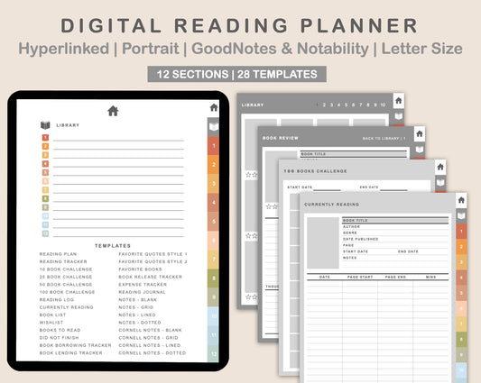 Digital Reading Planner - Portrait - Autumn
