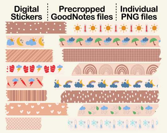 Digital Washi Tape - Neutral Weather