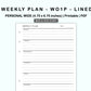 Personal Wide Inserts - Weekly Plan - WO1P - Lined