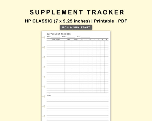 Classic HP Inserts - Supplement Tracker