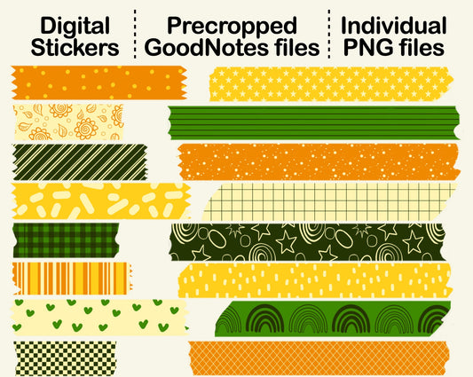 Digital Washi Tape - Green and Yellow