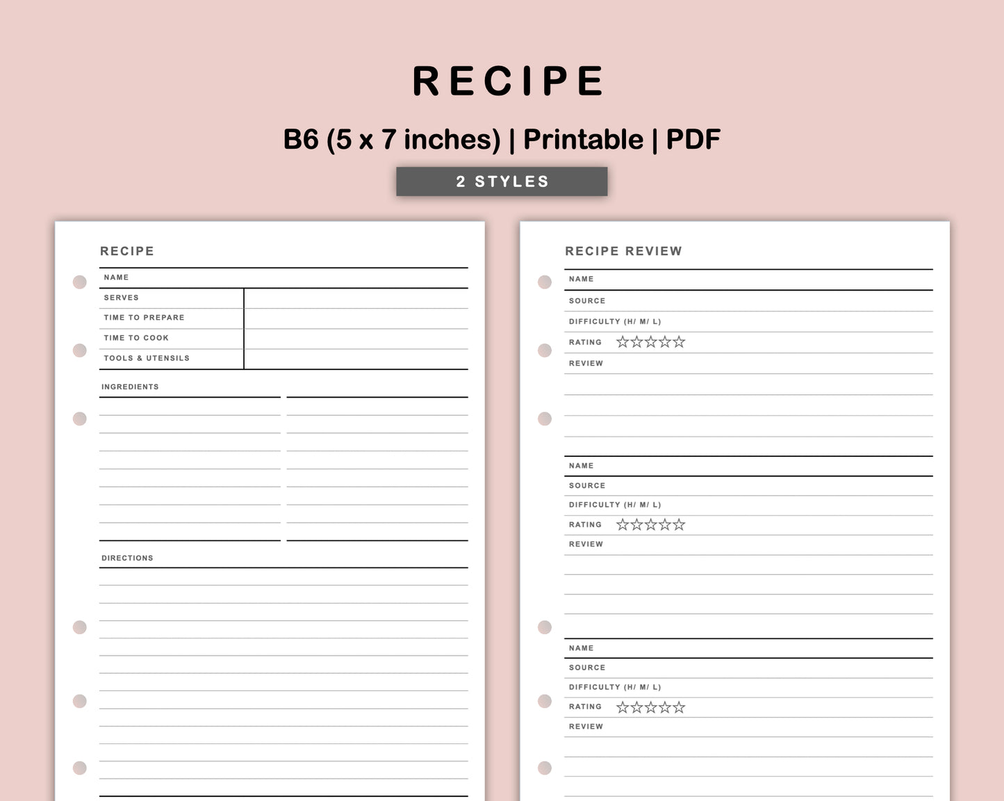 B6 Inserts - Recipe