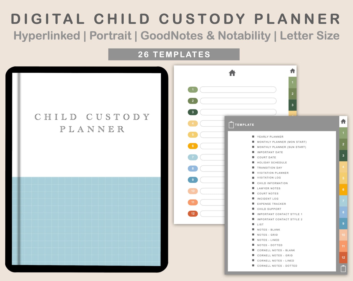 Digital Child Custody Planner - Bright