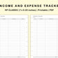 Classic HP Inserts - Income and Expense Tracker