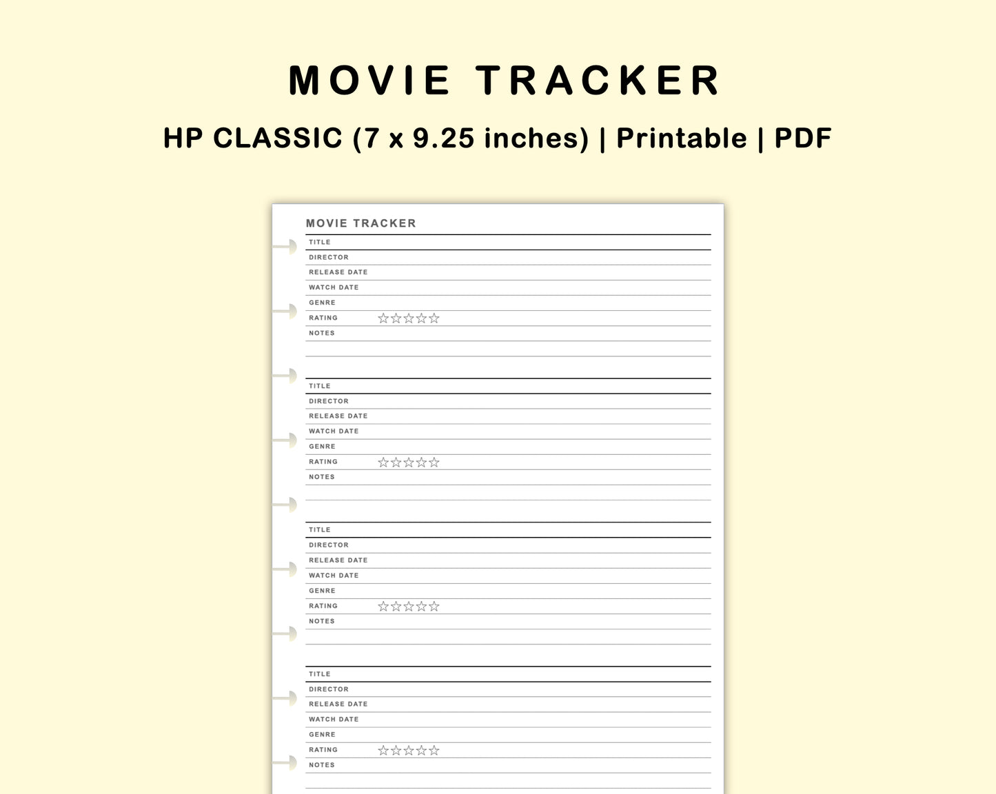 Classic HP Inserts - Movie Tracker