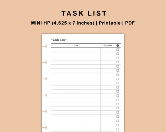 Mini Happy Planner Inserts - Task List