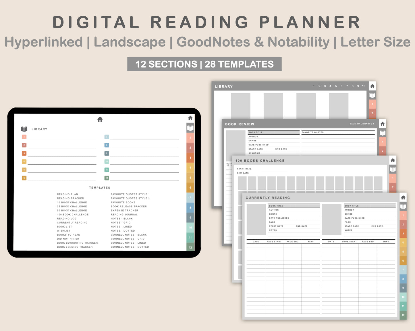 Digital Reading Planner - Landscape - Boho