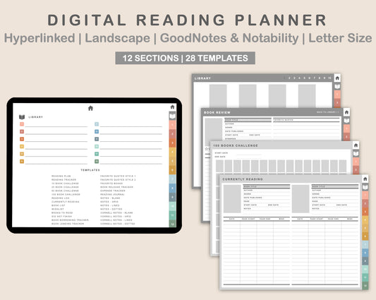 Digital Reading Planner - Landscape - Boho