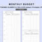 Skinny Classic HP Inserts - Monthly Budget