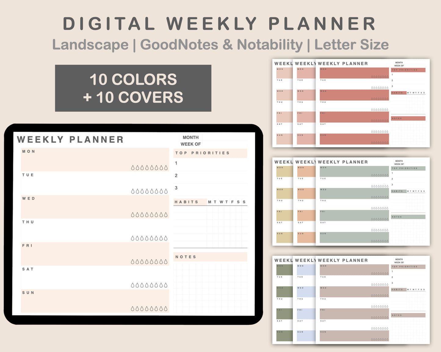 Weekly Planner, Habit - Landscape
