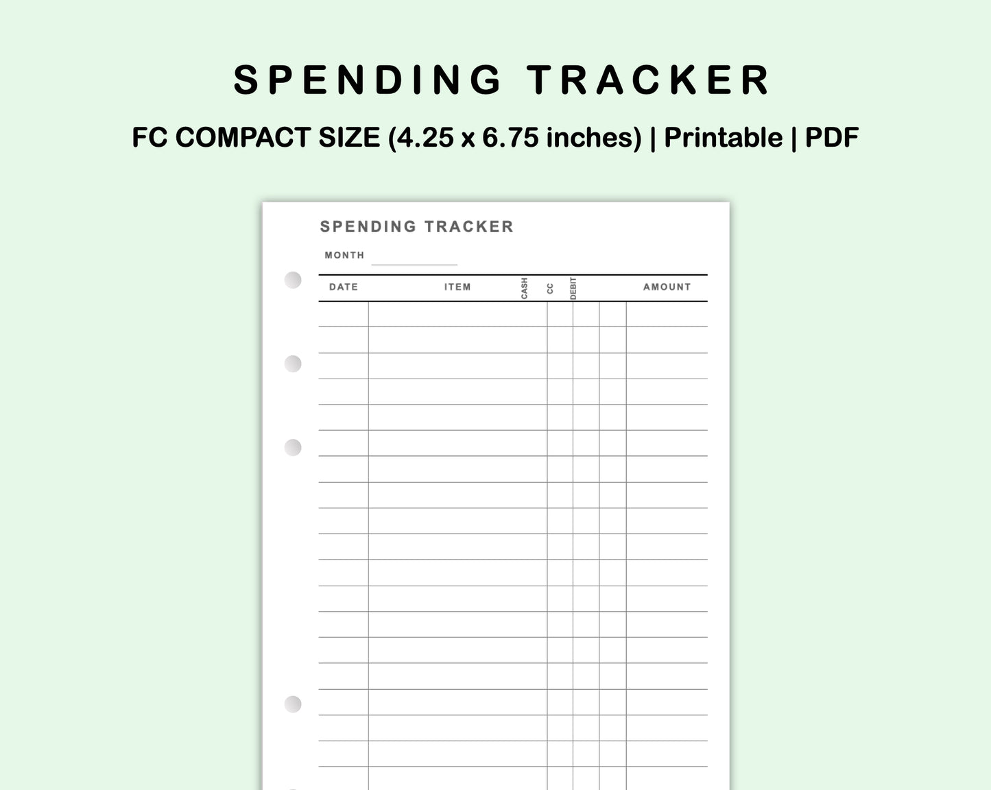FC Compact Inserts - Spending Tracker