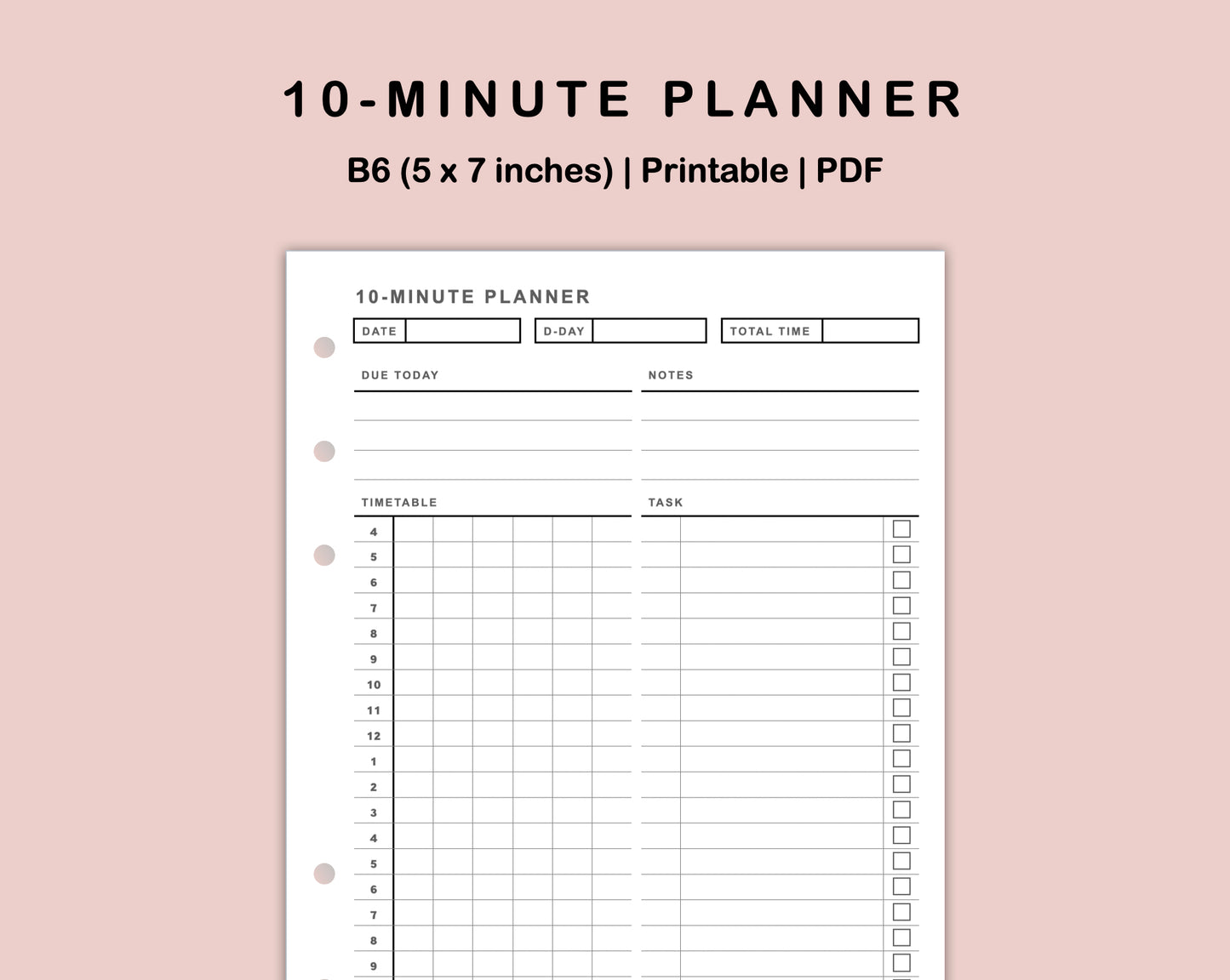 B6 Inserts - 10 Minute Tracker