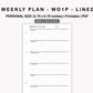 Personal Inserts - Weekly Plan - WO1P - Lined
