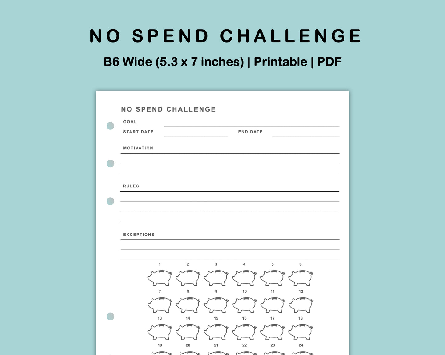 B6 Wide Inserts - No Spend Challenge