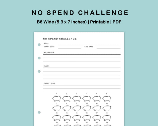 B6 Wide Inserts - No Spend Challenge
