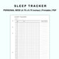 Personal Wide Inserts - Sleep Tracker