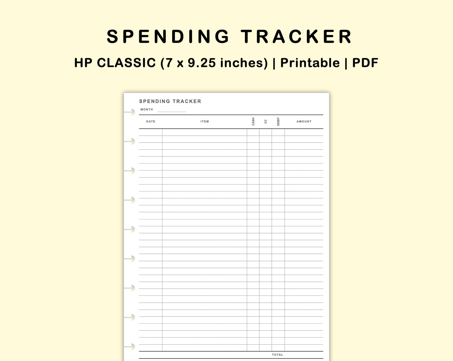 Classic HP Inserts - Spending Tracker