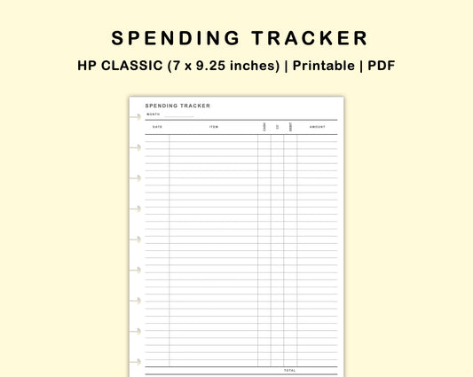 Classic HP Inserts - Spending Tracker
