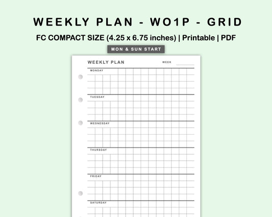 FC Compact Inserts - Weekly Plan - WO1P - Grid