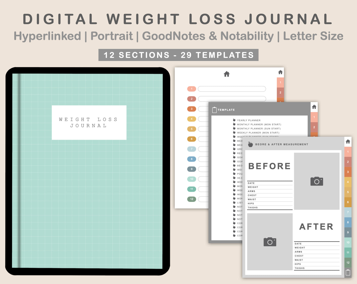 Digital Weight Loss Journal - Boho